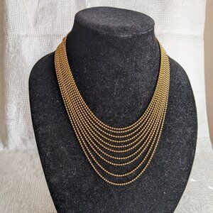 Avon 10-Strand Gold Tone Ball Chain Necklace 1990s
